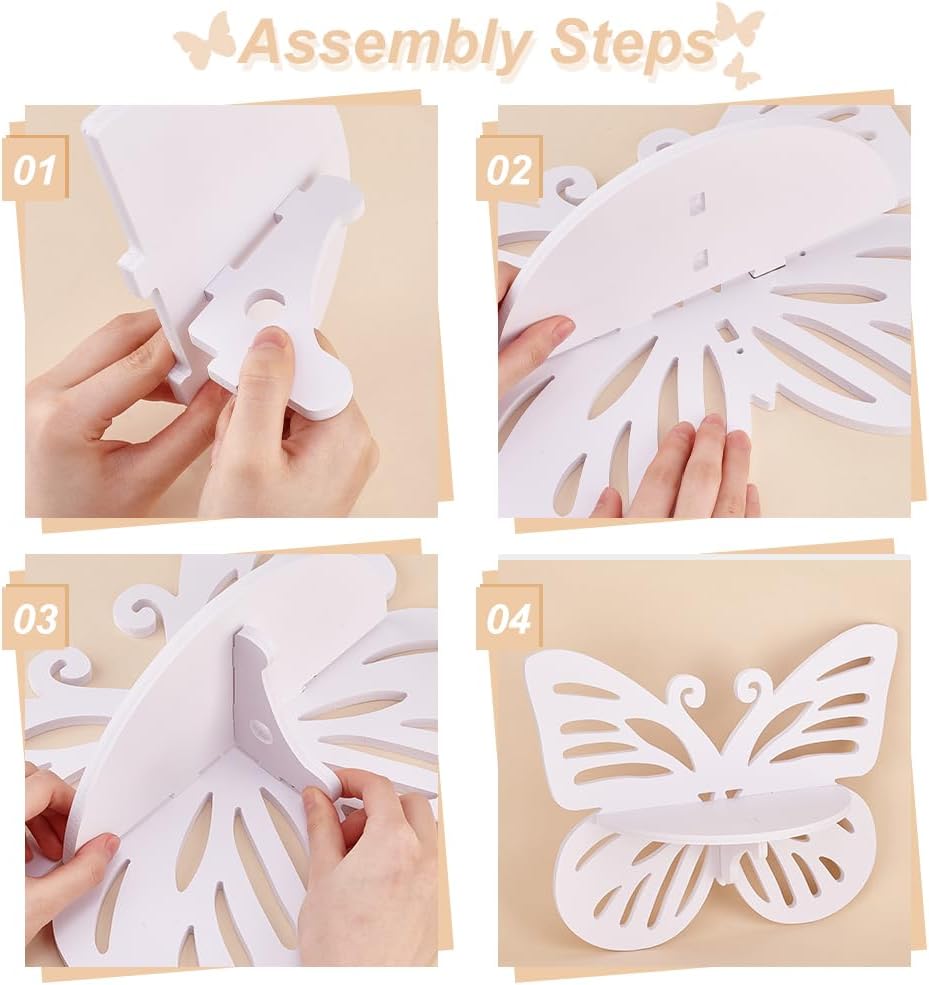 1PC Butterfly Floating Shelves Wall Mounted Shelve Butterfly Shape Storage Rack Wall Display Decor Floating Shelf  Home Decor