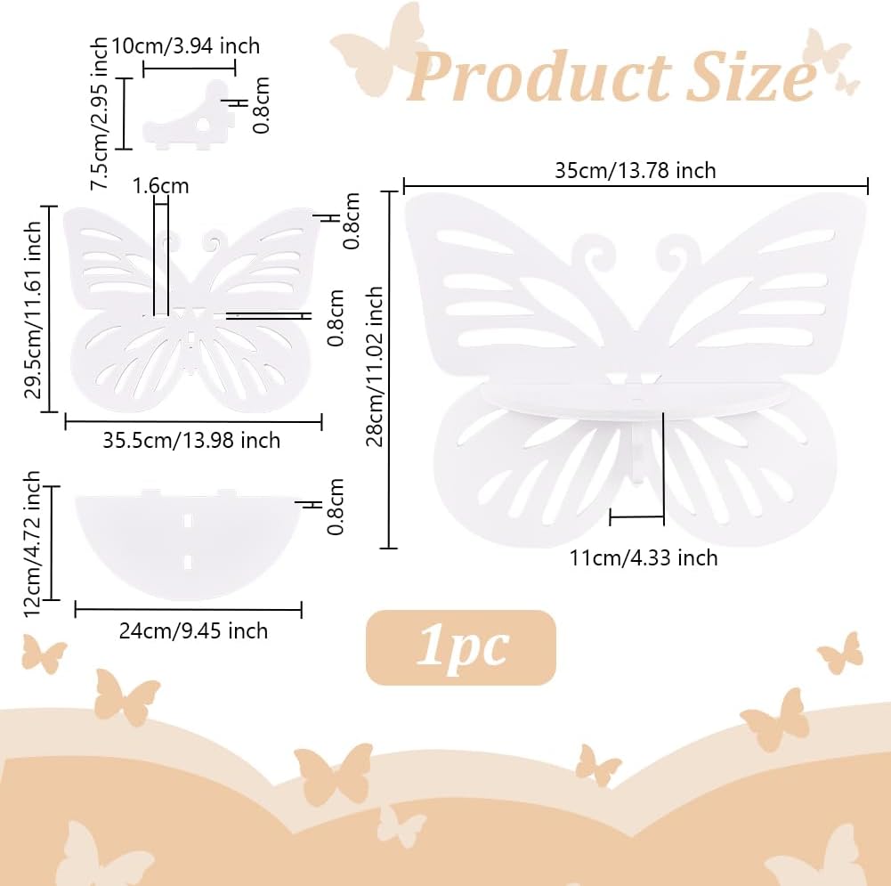 1PC Butterfly Floating Shelves Wall Mounted Shelve Butterfly Shape Storage Rack Wall Display Decor Floating Shelf  Home Decor