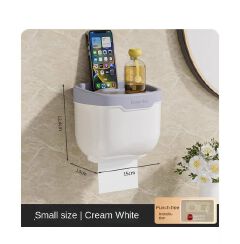 1pcs Tissue holder tissue rack  Roll Paper Bathroom Box Wall Mounted  Bathroom Tissue Storage Case Punch-Free Waterproof Napkin Shelf Stuff Toilet Paper Holder with Phone Shelf
