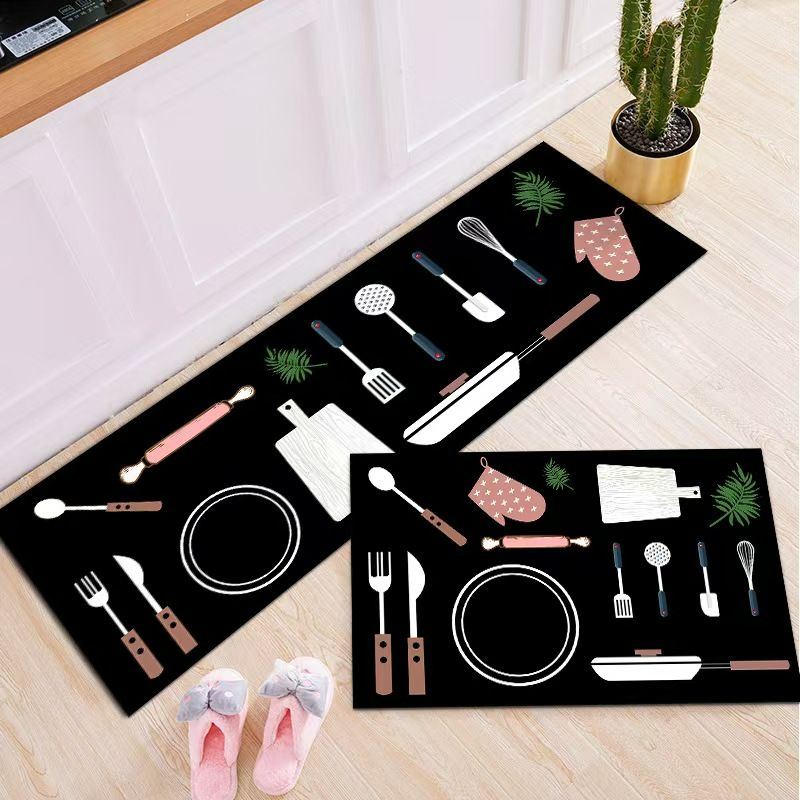 ﻿ 2 Piece Anti-slip  Absorbent Oil Kitchen Rug Sets Kitchen Mats  Kitchen Area Rug Floor Mat Waterproof Hallway Laundry Room Runner Rug Home Decor