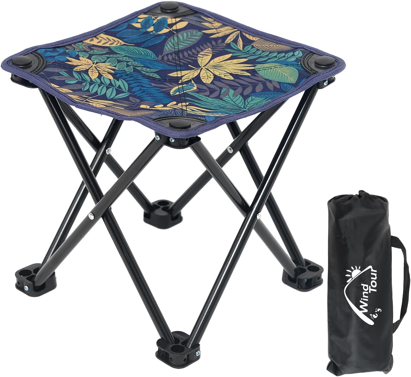 Wind Tour Portable Folding Camping Stool Outdoor Camping Lightweight Samll Chair for Fishing Hiking Gardening and Beach with Carry Bag