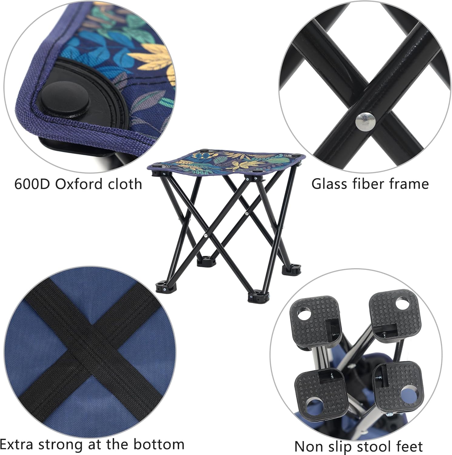 Wind Tour Portable Folding Camping Stool Outdoor Camping Lightweight Samll Chair for Fishing Hiking Gardening and Beach with Carry Bag