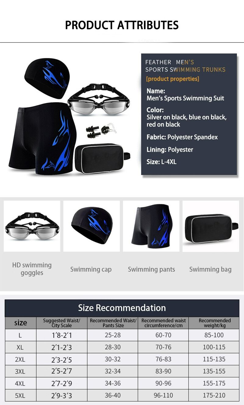 Men's fashion swimming trunks, swimwear, goggles, swimming caps, swimming equipment Adult swimming trunks suit