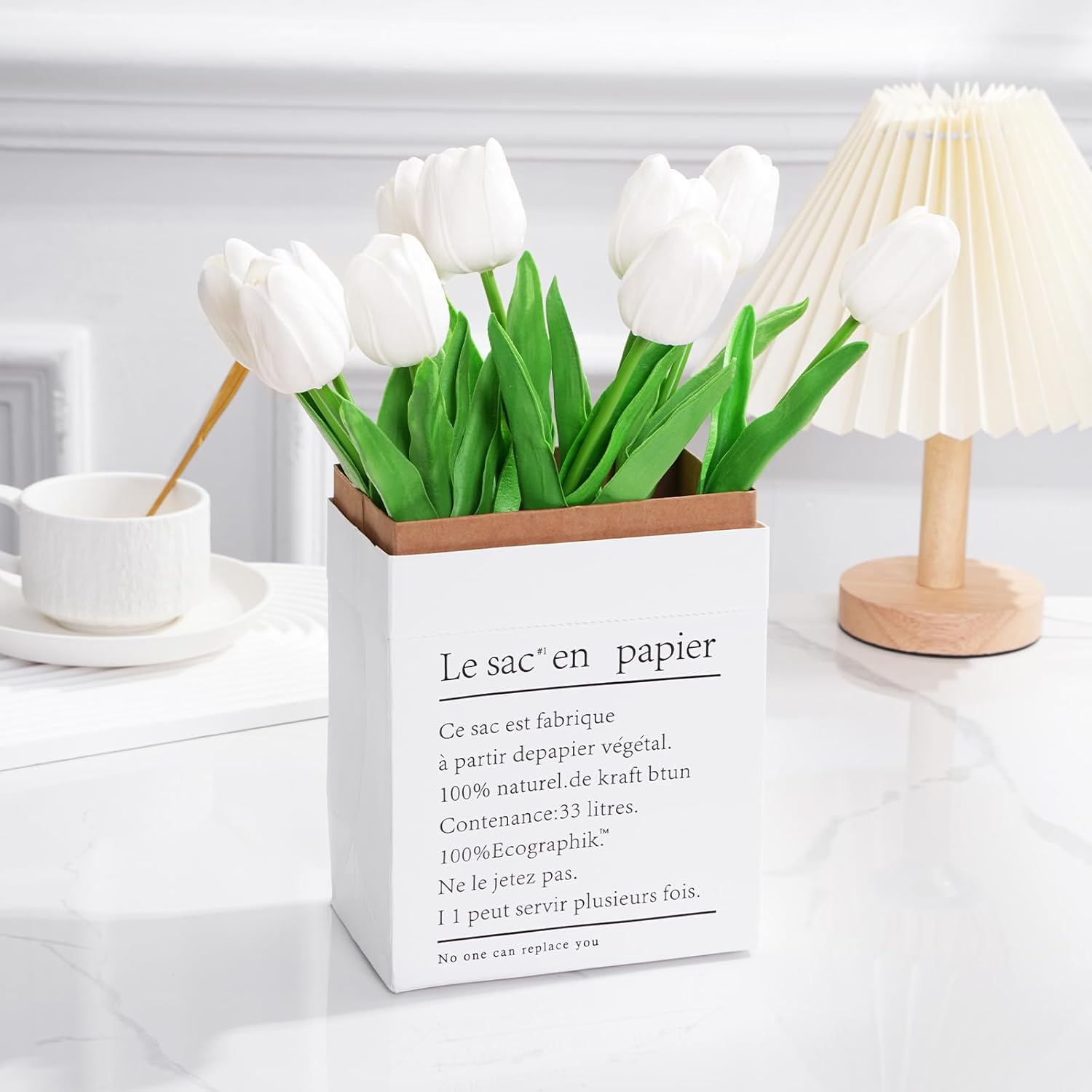 9Pcs Real Touch Latex Fake Tulips ， Artificial Tulips Flowers, faux home decorative flower  Flowers for Christmas Centerpiece Mother's Day Women's Day Gifts Flowers in Home Kitchen Wedding Decorations