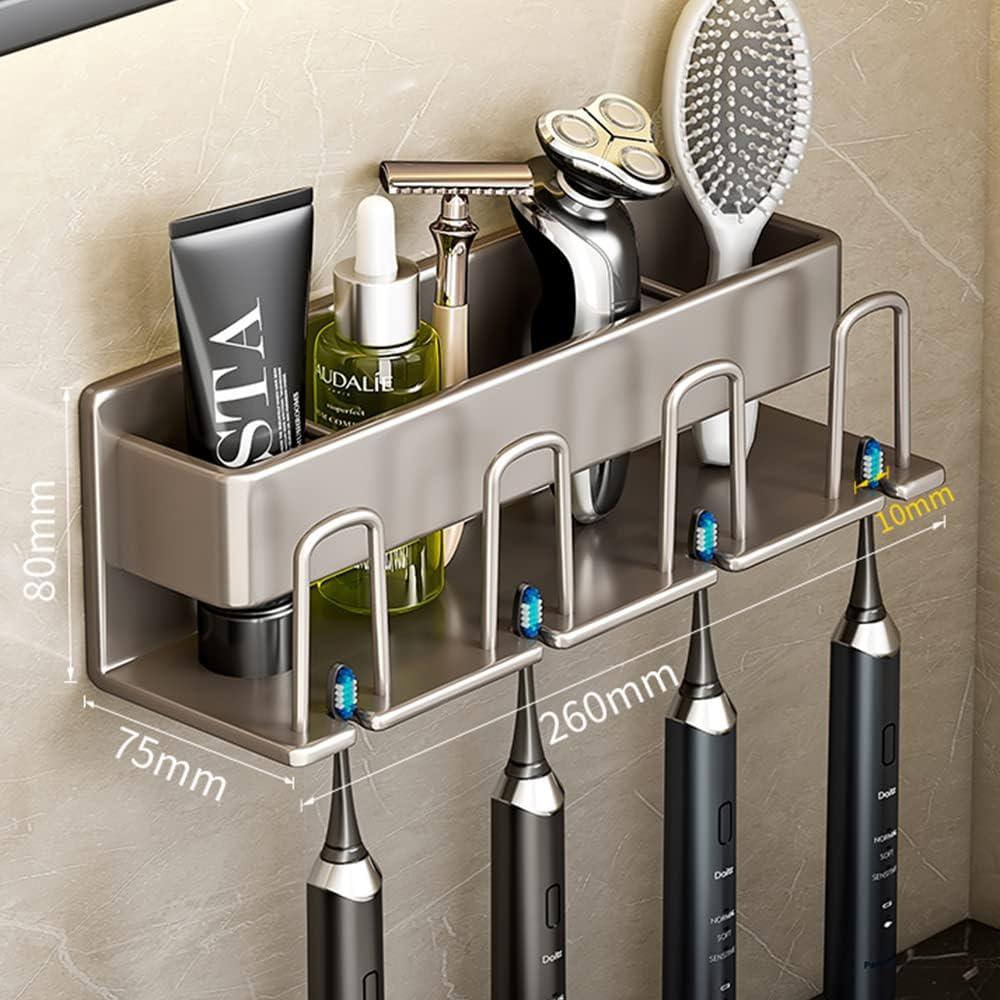 Aluminium alloy toothbrush holder for Bathrooms,Electric Toothbrush Holder,Tooth Brushing Holder,Toothbrush Holder Wall Mounted ，Toothbrush Rack ， Storage Rack（Excluding Cup x 4）