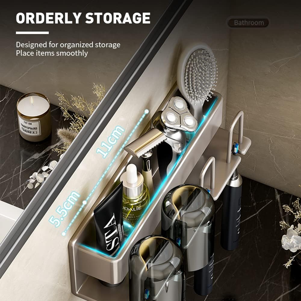 Aluminium alloy toothbrush holder for Bathrooms,Electric Toothbrush Holder,Tooth Brushing Holder,Toothbrush Holder Wall Mounted ，Toothbrush Rack ， Storage Rack（Excluding Cup x 4）