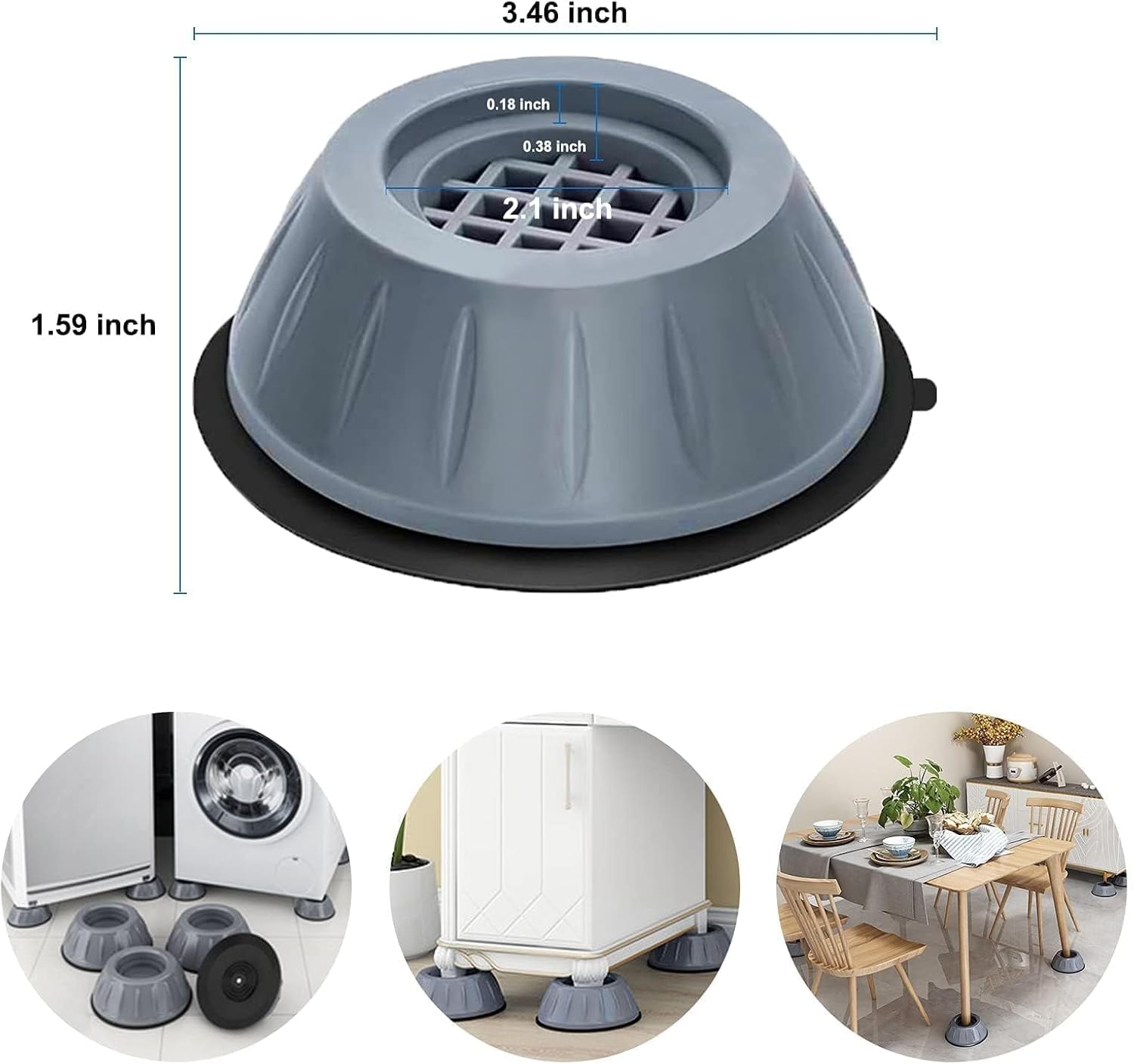 4Pcs  Shock and Noise Cancelling Washing Machine Support, Noise Reducing Anti Slip Anti Vibration Rubber Anti-Walk Dryer Washer Vibration Feet Pads,Washing Machine Stabilizer