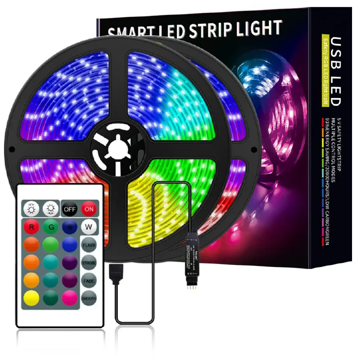 ﻿5M 5050 LED Light Strip  ，USB TV  LED Backlight， LED Color RGB Lights  ，LED Strip Bedroom Decoration， LED Lamp Tape With IR Remote Controller