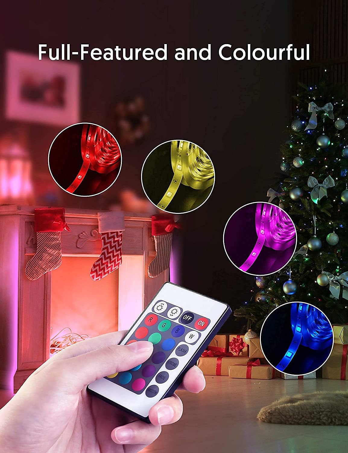 ﻿5M 5050 LED Light Strip  ，USB TV  LED Backlight， LED Color RGB Lights  ，LED Strip Bedroom Decoration， LED Lamp Tape With IR Remote Controller