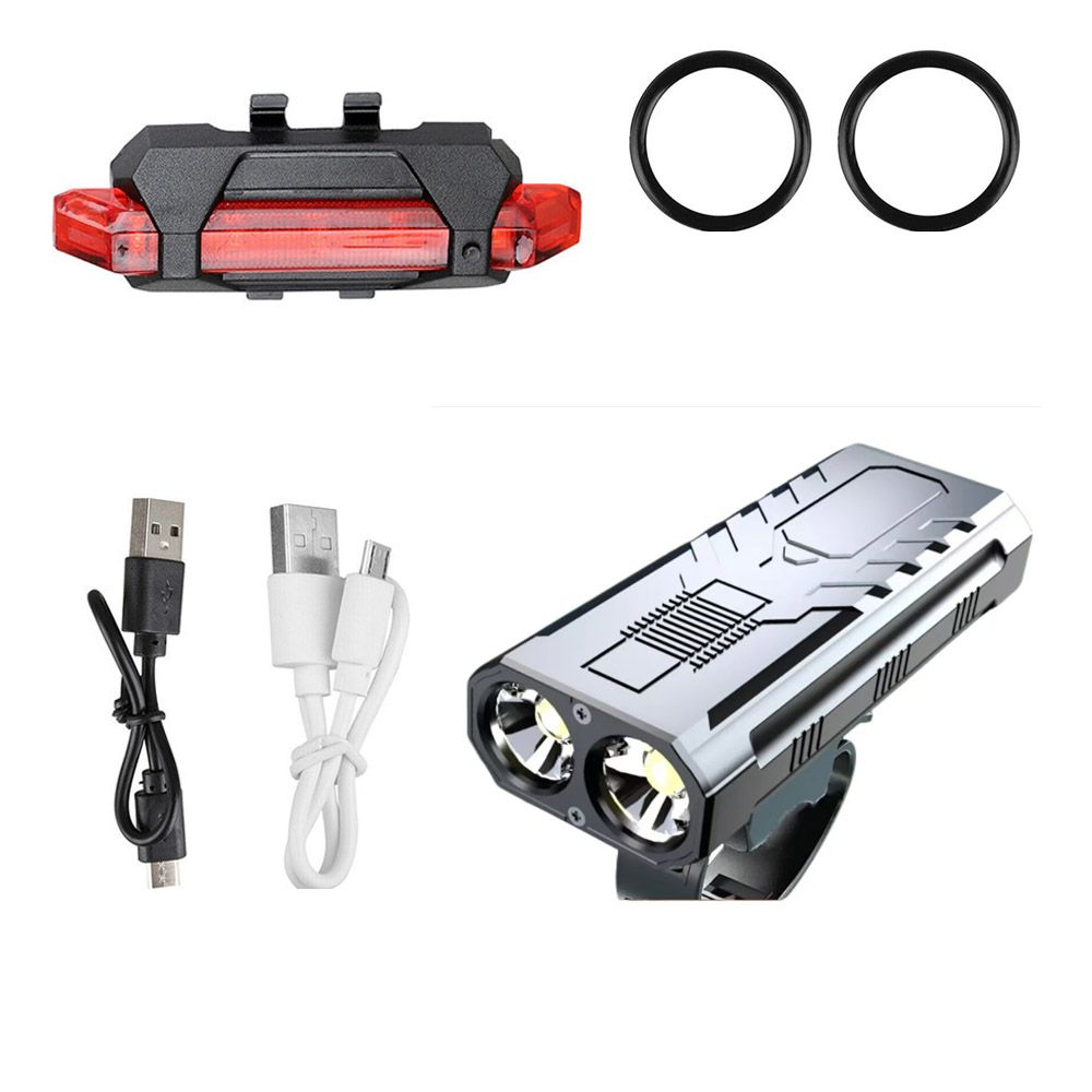 Bike Bicycle Light USB LED Rechargeable Set Mountain Cycle Front Back Headlight Lamp Flashlight