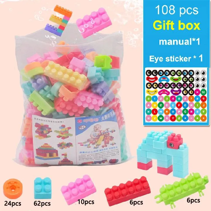 108 Pcs Kids Children DIY Puzzle Building Blocks Learning Educational Toys christmas gifts Baby Educational Toys
