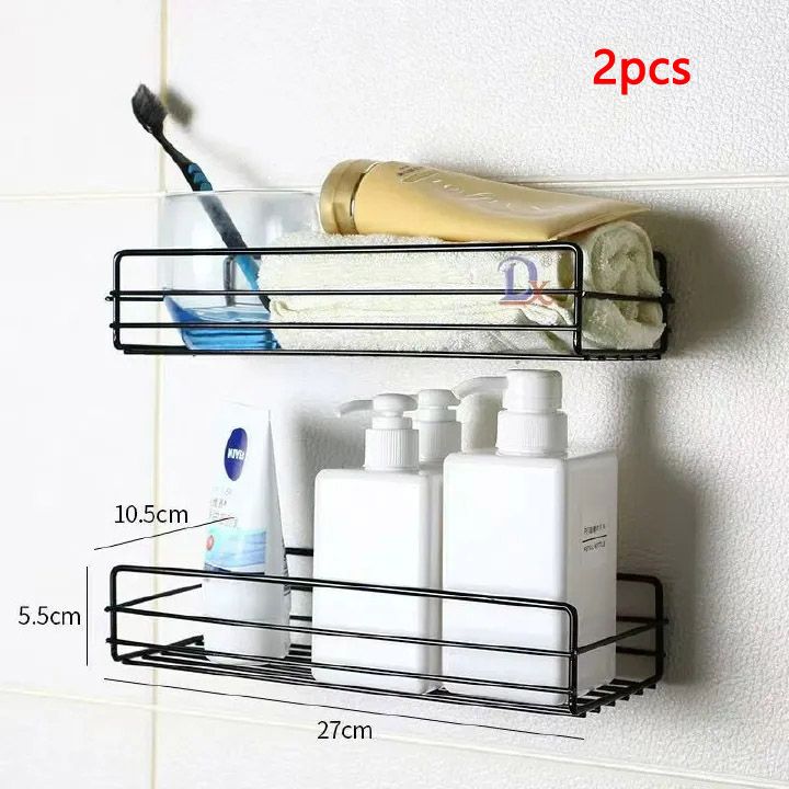 2pcs Hanging Basket Kitchen Shower Hanging Storage Wall Shelf Shampoo Holder Iron with Hooks Bath Accessories Metal Shower Basket Shelf