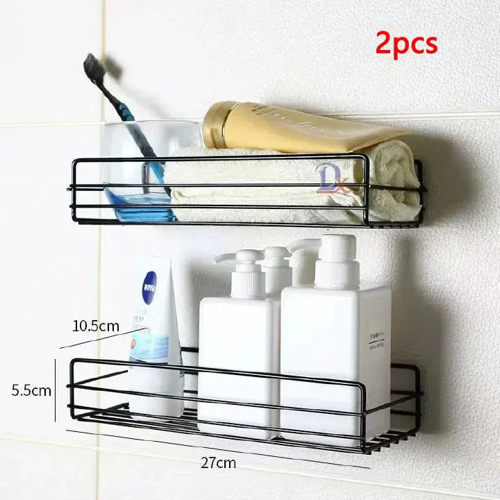 2pcs Hanging Basket Kitchen Shower Hanging Storage Wall Shelf Shampoo Holder Iron with Hooks Bath Accessories Metal Shower Basket Shelf