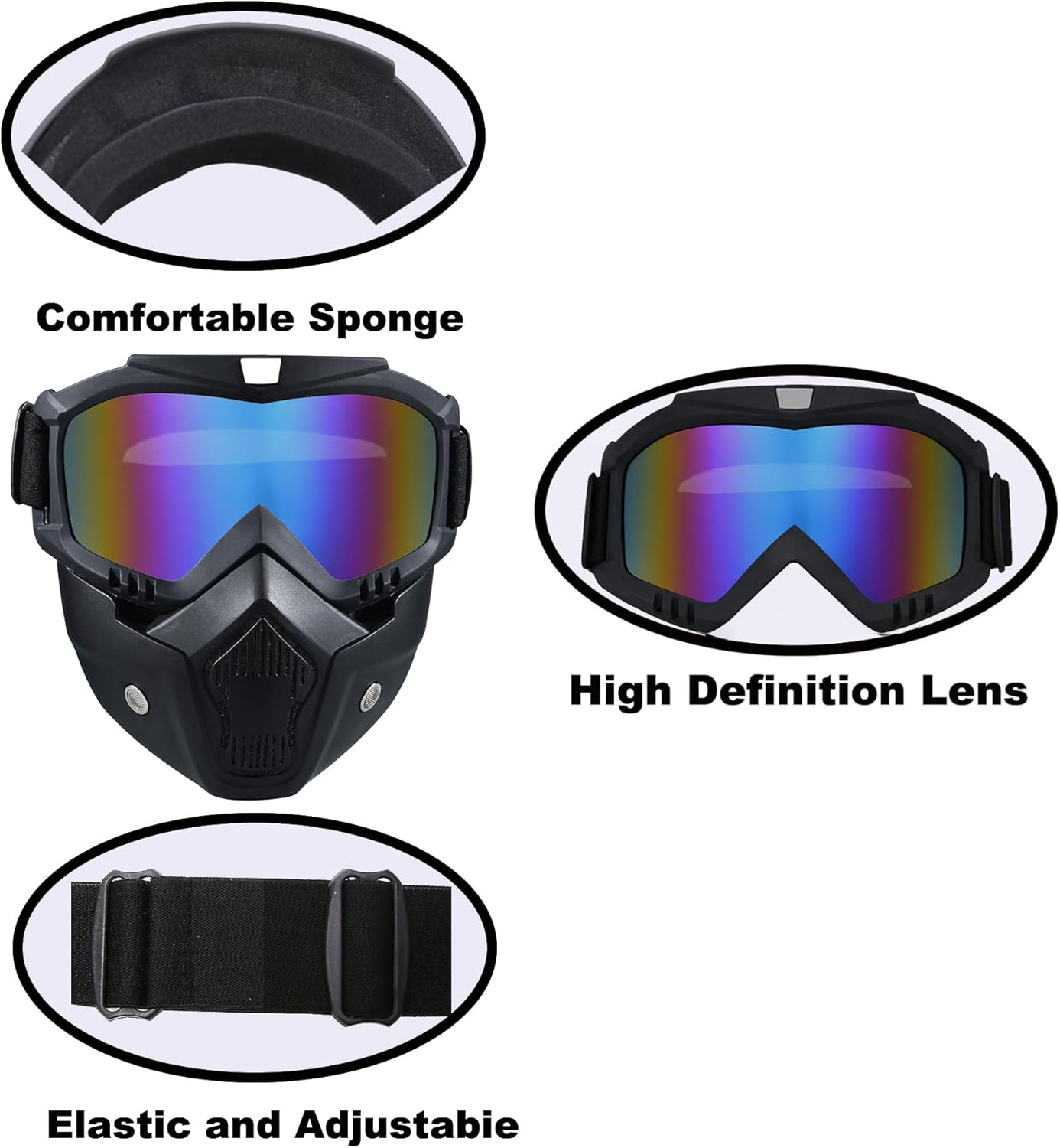 Paintball Mask Anti Fog, Full Face Tactical Mask Goggles Detachable for Motorcycle Cycling Skiing Halloween CS Game Cosplay