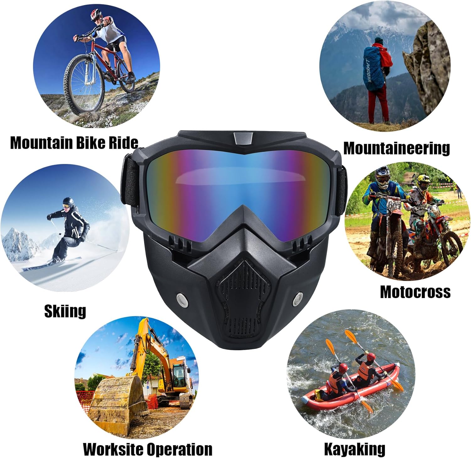 Paintball Mask Anti Fog, Full Face Tactical Mask Goggles Detachable for Motorcycle Cycling Skiing Halloween CS Game Cosplay