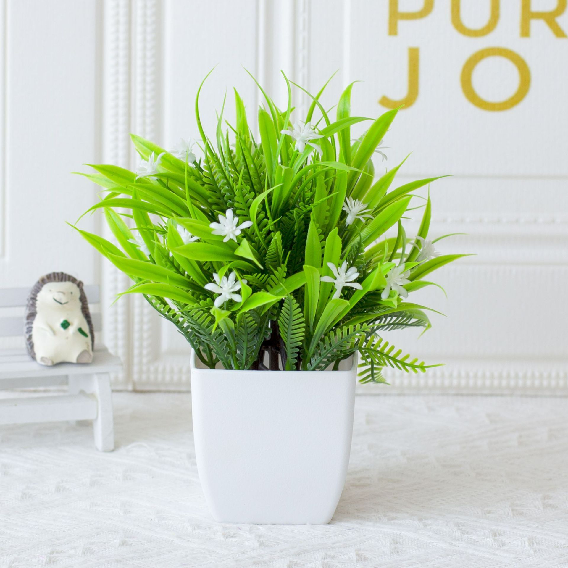 2pcs Artificial Flowers With Plastic Pots Office Decor