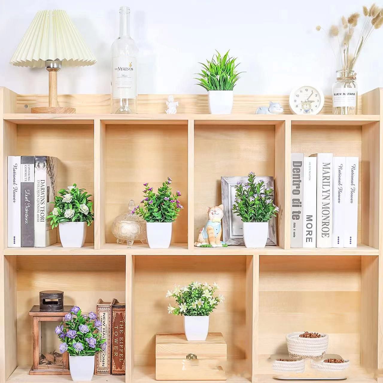 2pcs Artificial Flowers With Plastic Pots Office Decor