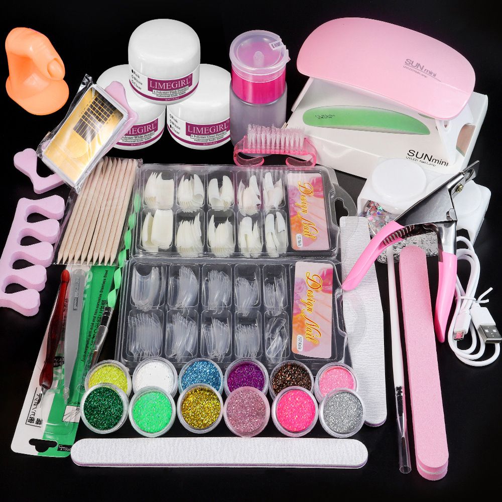 Acrylic Powder Nail Kits Nail Gel Nail Art Kits & Polish Led Lamp For Nails  Nail Care Tool Nail Dryer Lamp