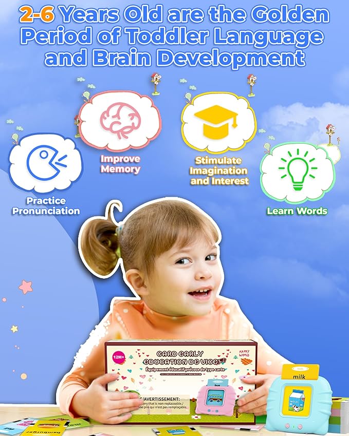 Toddler Learning Toys for 2 3 4 5 Year Old Boys and Girls, Autism Sensory Toys for Autistic Children, Speech Therapy Toys, 112 Cards - 224 Sight Words Talking Flash Cards