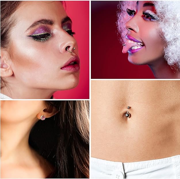 Ear Piercing Gun Tool Professional Ear Body Pierce Piercing Gun Reusable Tools Beauty Kit Set Painless Hole Piercing Machine with 98Pcs Stainless Steel Ears Studs for Ear Nose Navel…