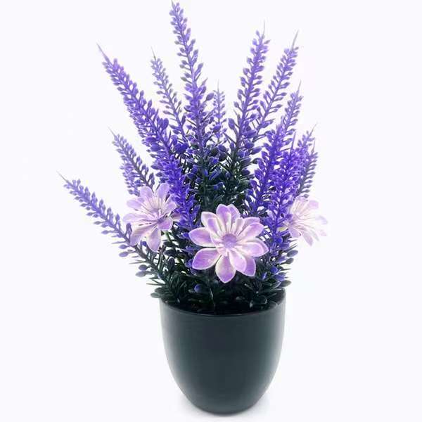 3pcs Artificial Plants & Flowers With Plastic Pots Office Decor