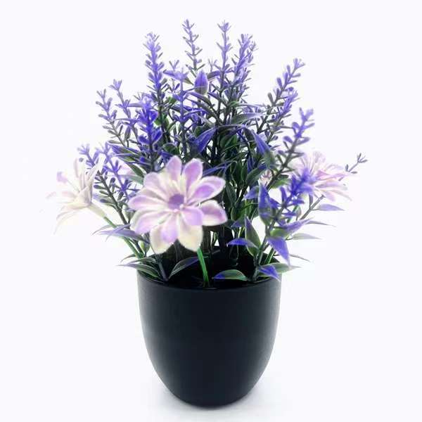 3pcs Artificial Plants & Flowers With Plastic Pots Office Decor