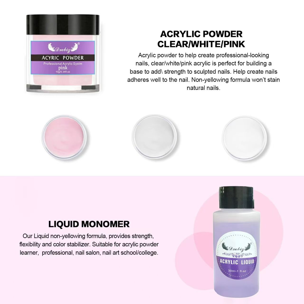 16pcs Nail tool set Basic Acrylic Nail Kit,Acrylic Powder and Liquid Set,AcrylicS NailS Liquid,3Colors NailS AcrylicS Powder Kit with Manicure Tools for Nail Art Manicure DIY