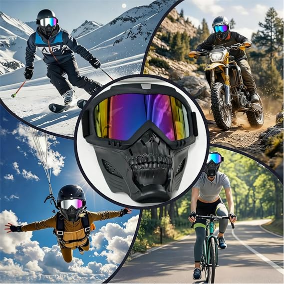 Motorcycle goggles, detachable goggles, unisex outdoor detachable motorcycle goggles helmet mask
