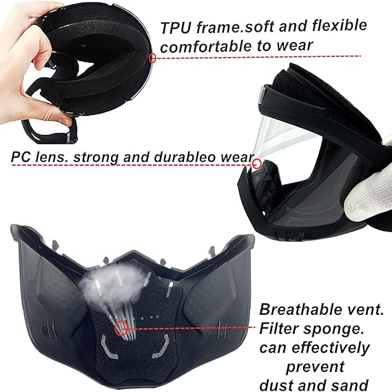 Motorcycle goggles, detachable goggles, unisex outdoor detachable motorcycle goggles helmet mask