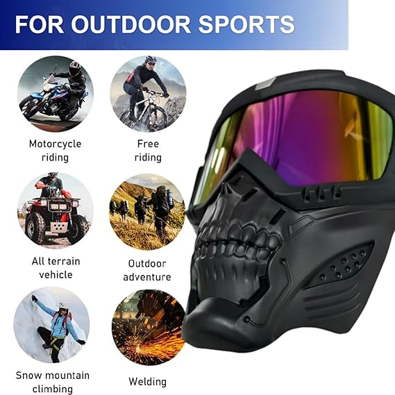 Motorcycle goggles, detachable goggles, unisex outdoor detachable motorcycle goggles helmet mask