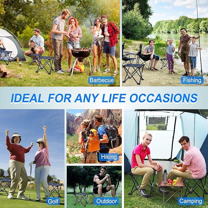 Folding Camping Stool Portable Chair Mini Foldable Stool for Adults Fishing Hiking Gardening and Beach with Carry Bag