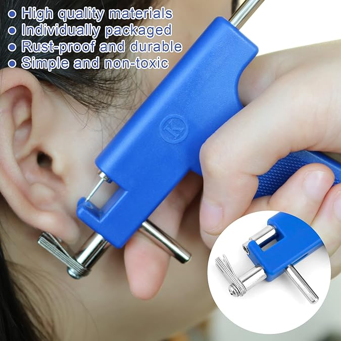 Ear Piercing Gun Tool Professional Ear Body Pierce Piercing Gun Reusable Tools Beauty Kit Set Painless Hole Piercing Machine with 98Pcs Stainless Steel Ears Studs for Ear Nose Navel…