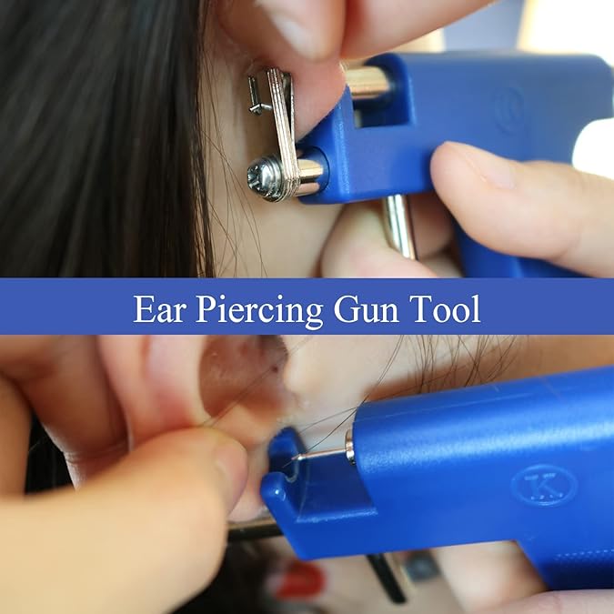 Ear Piercing Gun Tool Professional Ear Body Pierce Piercing Gun Reusable Tools Beauty Kit Set Painless Hole Piercing Machine with 98Pcs Stainless Steel Ears Studs for Ear Nose Navel…