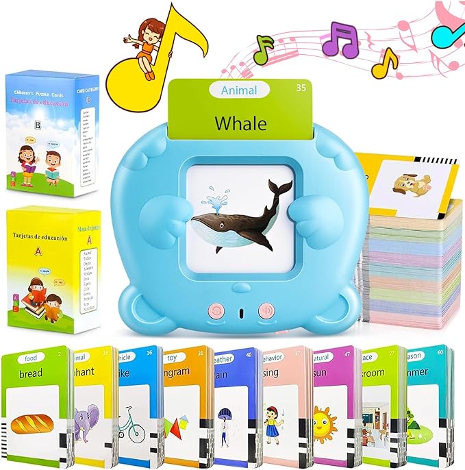 510 Words Alphabet Talking Flash English Cards for 3-8 Years Toddlers, Educational Learning Interactive Toy for Boys Girls Kids Birthday Gifts, Preschool Montessori Speech Therapy Autism Toys