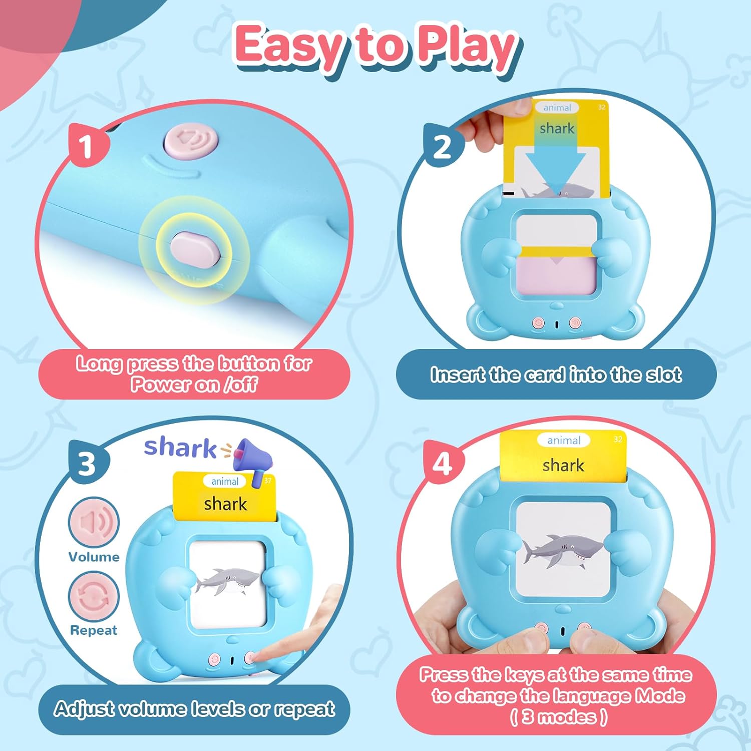 510 Words Alphabet Talking Flash English Cards for 3-8 Years Toddlers, Educational Learning Interactive Toy for Boys Girls Kids Birthday Gifts, Preschool Montessori Speech Therapy Autism Toys