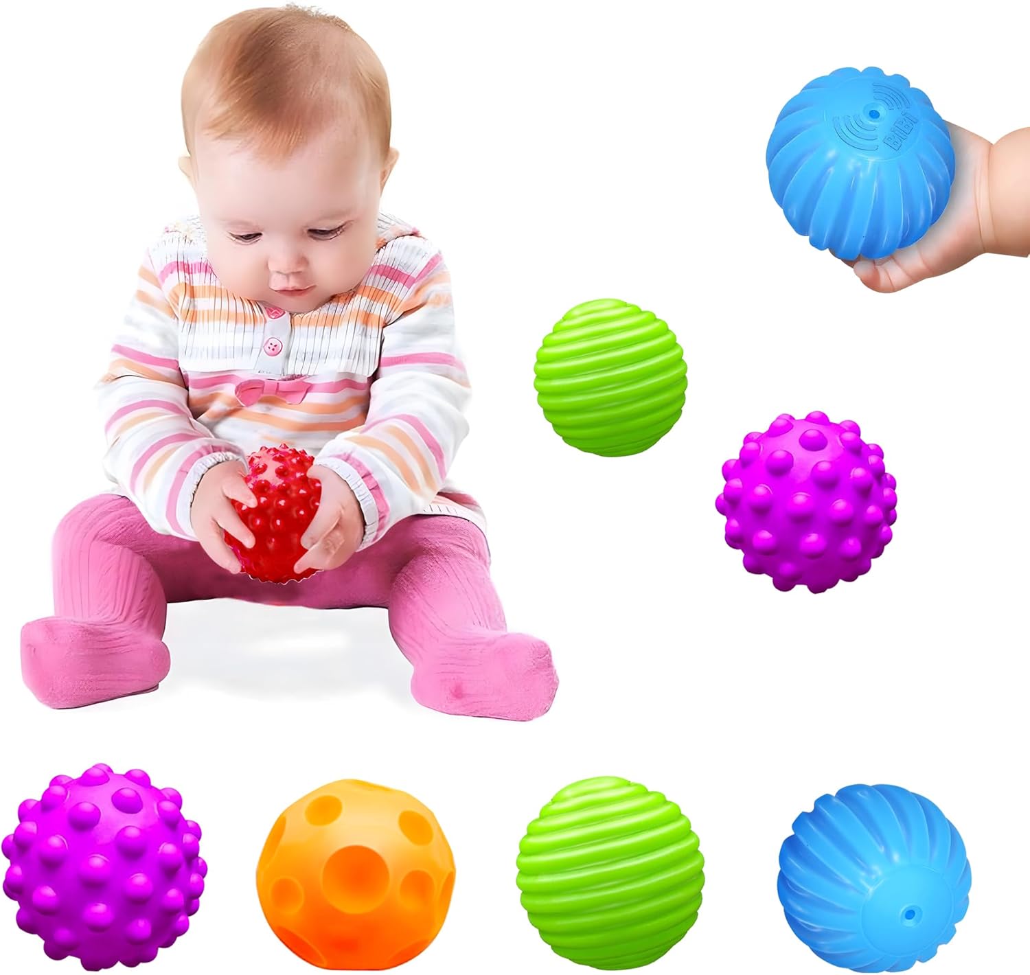 Montessori Toys for Babies 3 Months+, Baby Balls 3 to 12 Month for Babies & Toddlers 3M+, Textured Multi Ball Set Colorful & Soft Squeezy Sensory Toys. Stress Relief Balls for Infant  baby toys Gift