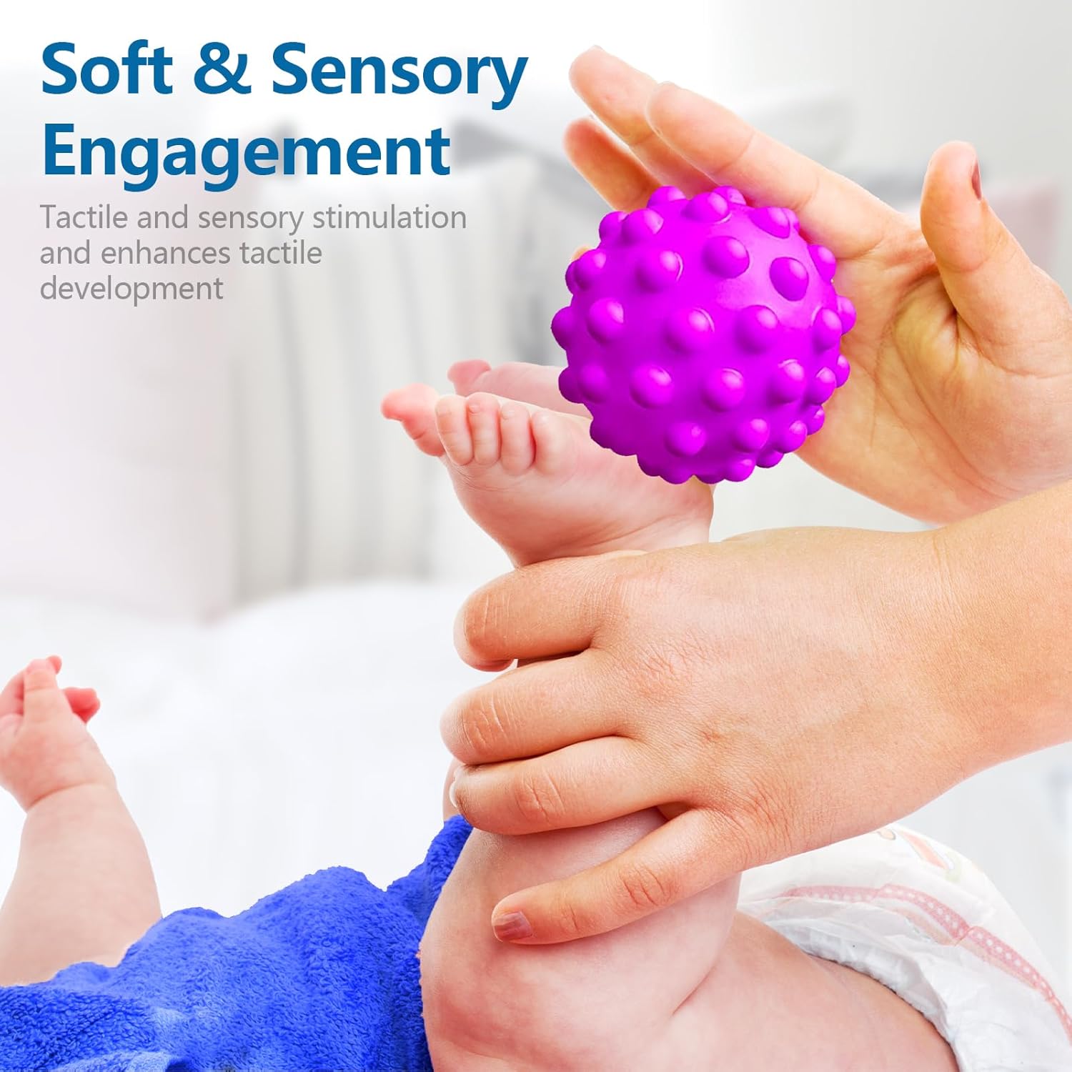 Montessori Toys for Babies 3 Months+, Baby Balls 3 to 12 Month for Babies & Toddlers 3M+, Textured Multi Ball Set Colorful & Soft Squeezy Sensory Toys. Stress Relief Balls for Infant  baby toys Gift