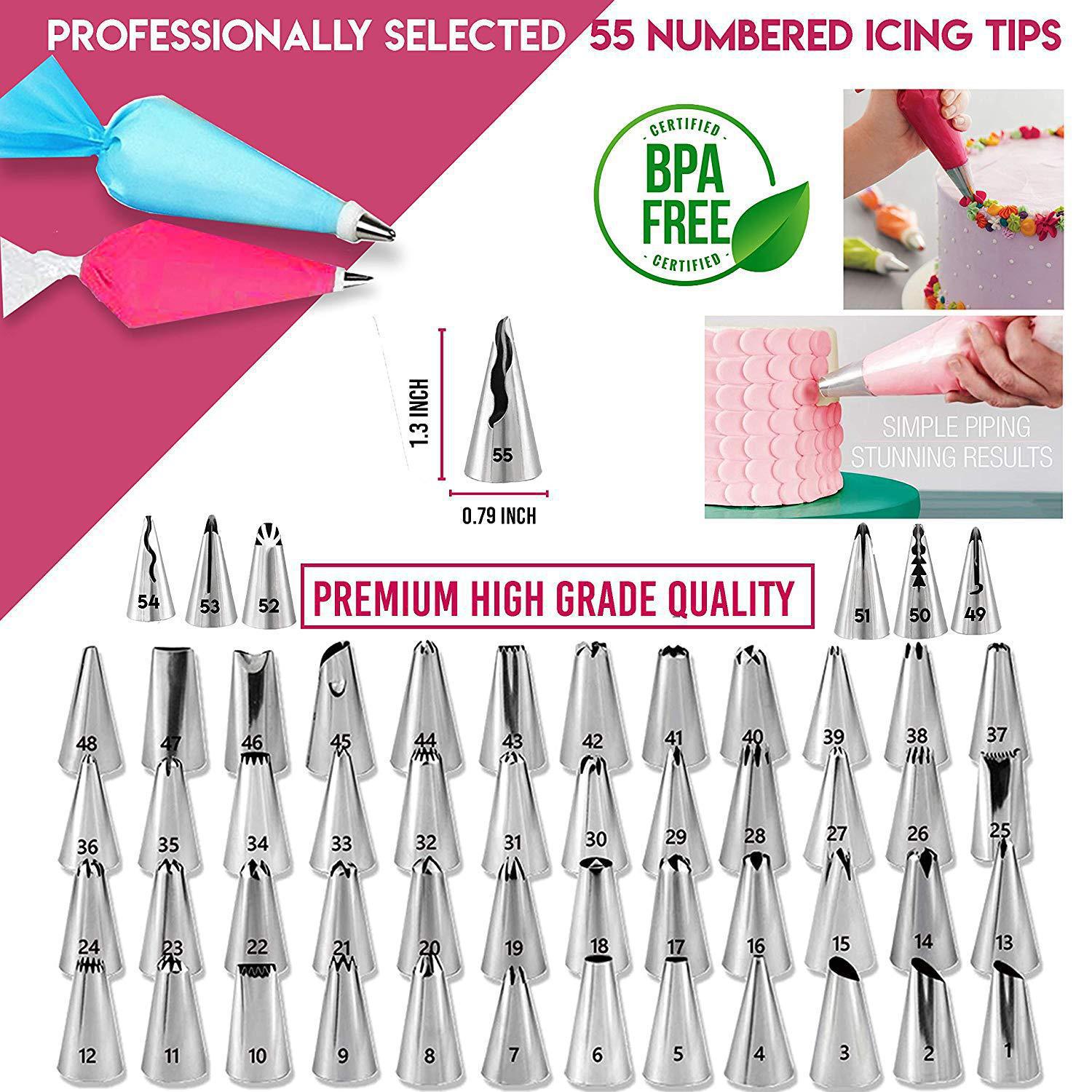 200PCS Baking Tools Cake Decorating Kit,Cake Decor Cake Kit，Piping Bags and Tips Set,Cake Decorating Supplies,Frosting Piping Kit,Cake Baking Supplies for Beginners