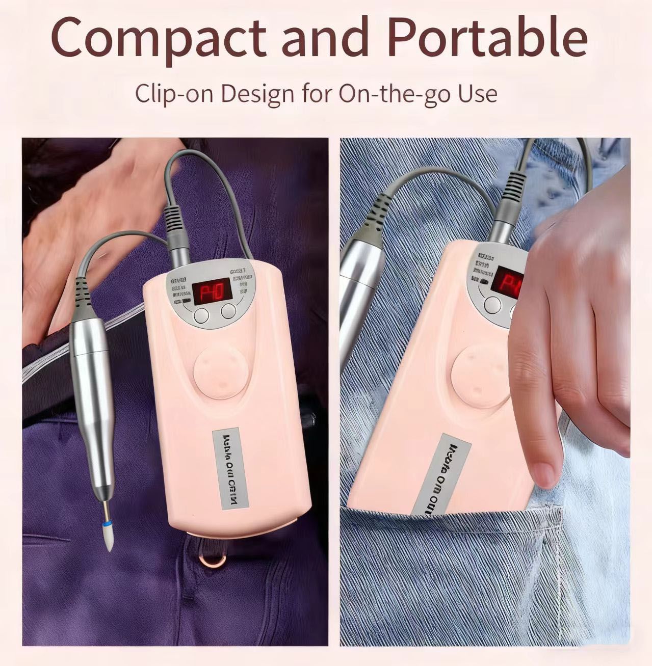 Rechargeable Professional Nail Drill Set 40000RPM Nail File Polishing Manicure Grinding Machine Nail Art Tool Portable for Acrylic Gel Nail Polishing Removing Manicure Pedicure at Salon Home Use