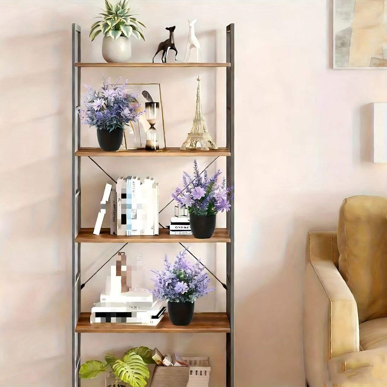 3pcs Artificial Plants & Flowers With Plastic Pots Office Decor