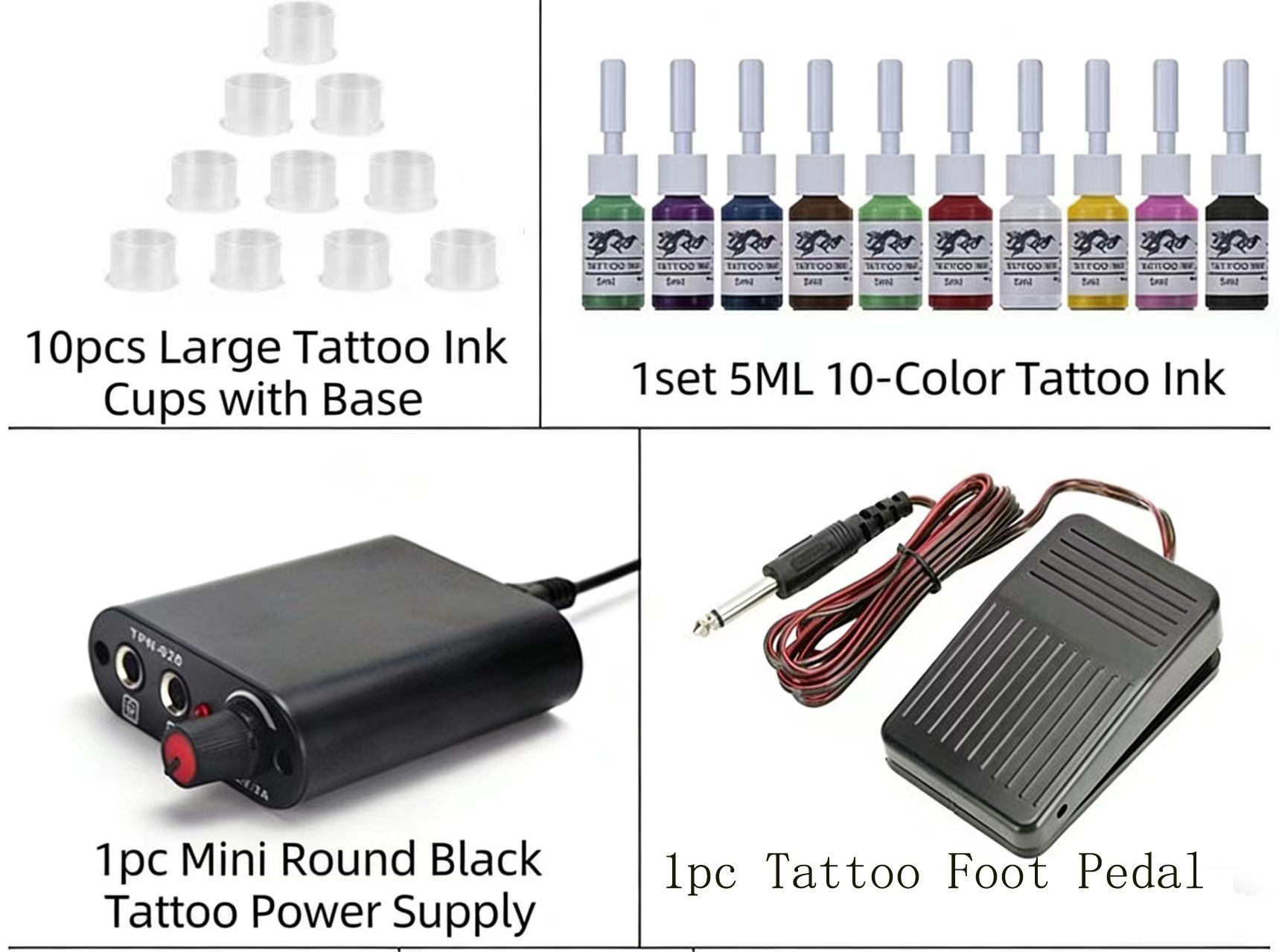 Tattoo Machine Tattoo Gun Kit Tattoo Pen Kit Tattoo Kit for Beginners Complete Set with Power Supply, Needles, Ink, Gloves, Foot Pedal, and Accessories