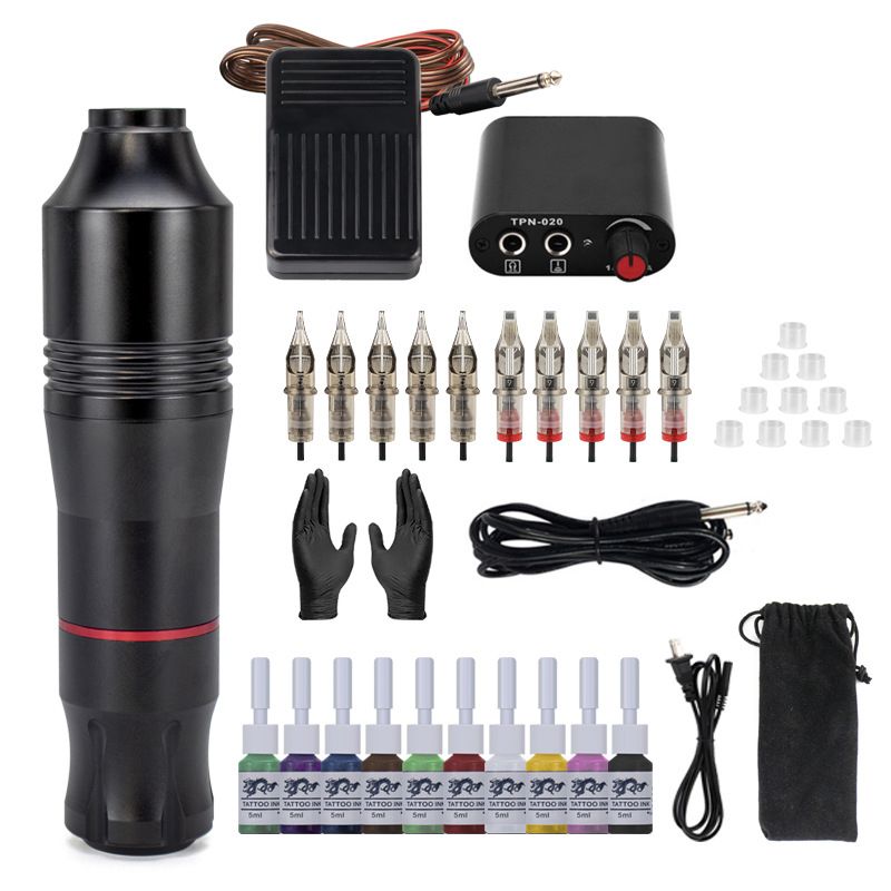 Tattoo Machine Tattoo Gun Kit Tattoo Pen Kit Tattoo Kit for Beginners Complete Set with Power Supply, Needles, Ink, Gloves, Foot Pedal, and Accessories