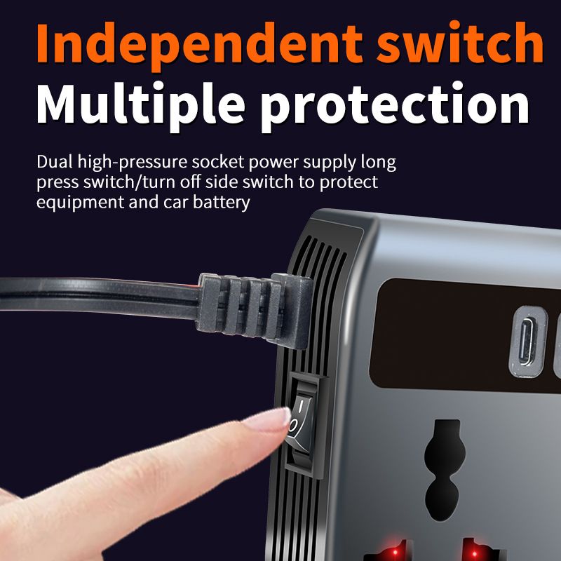 12v24v to 220v car inverter truck car universal converter mobile phone dual flash charging socket charger ， 200W Car Power Inverter，Durable Power Converter.4 USB Ports.