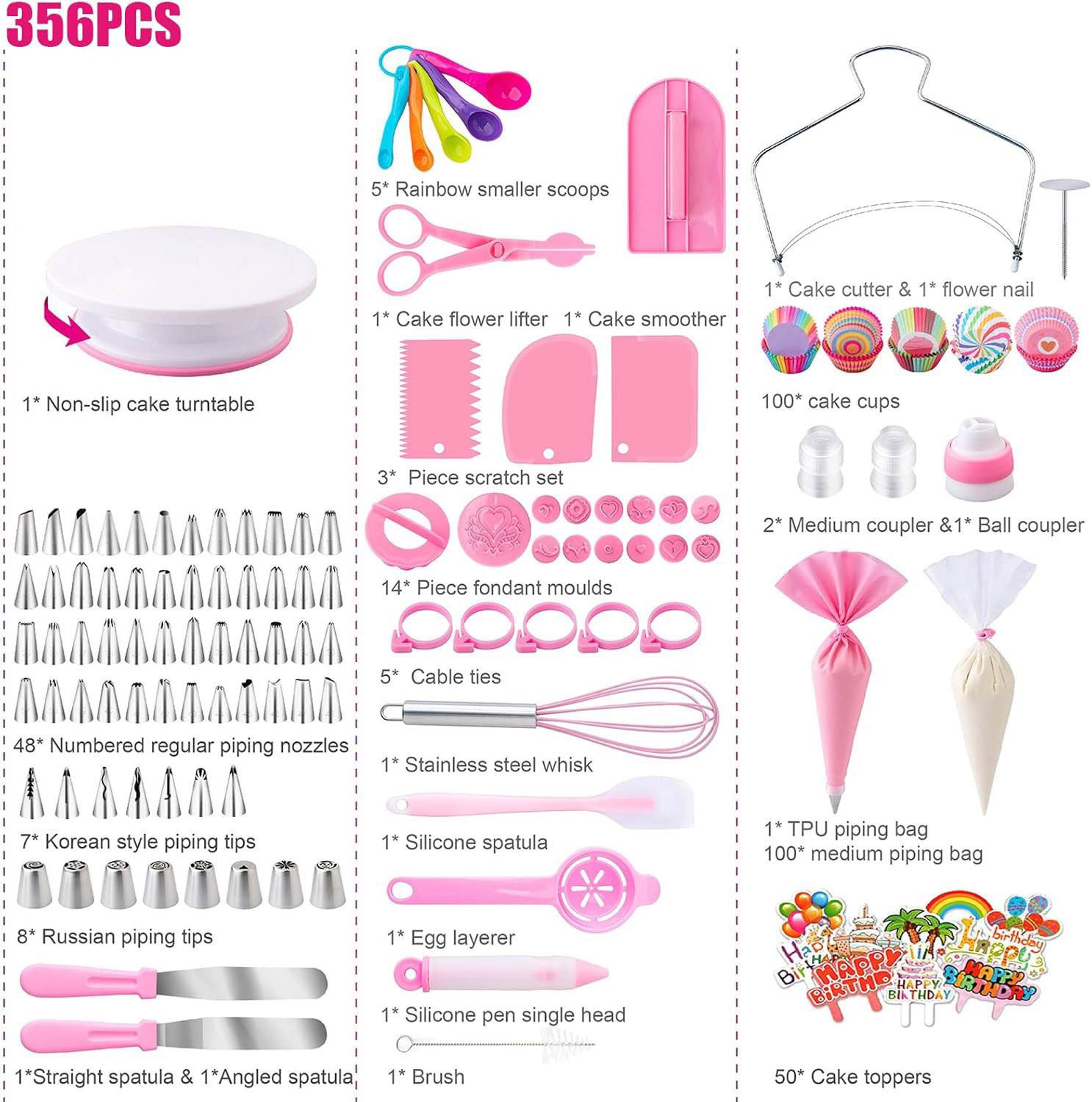 356 Pieces/set Of Baking Tools, Nozzles, Cake Decorating Tips And Accessories