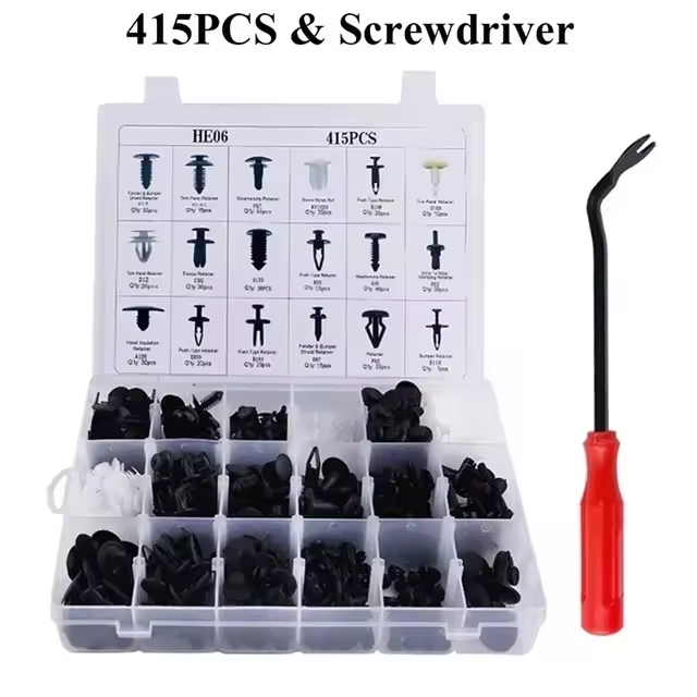 415Pcs Car Fastener Clips Set Fender Rivet Clips Auto Body Push Retainer Pin Rivet Bumper Door Trim Panel Retainer Repair