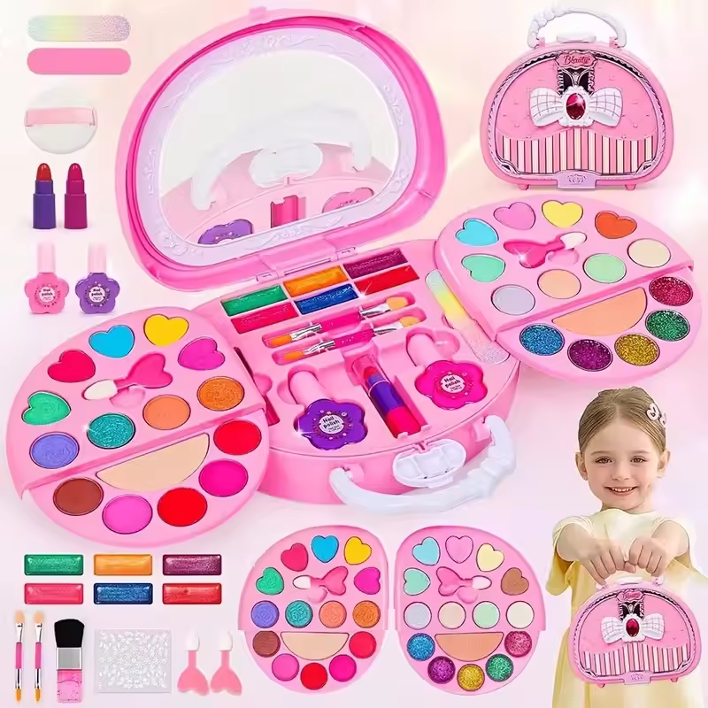 1set Colorful Girls' Pretend Makeup Toy Set Kids Beauty play kit，Perfect for creative pretend play ， they can explore makeup, fashion, and self-care just like grown-ups，Perfect gift