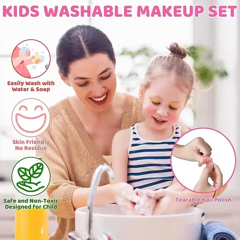 1set Colorful Girls' Pretend Makeup Toy Set Kids Beauty play kit，Perfect for creative pretend play ， they can explore makeup, fashion, and self-care just like grown-ups，Perfect gift