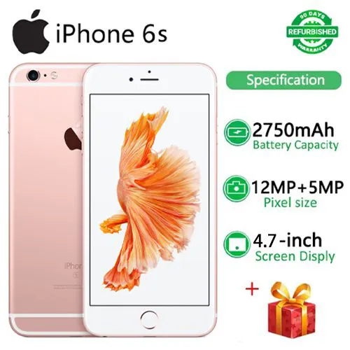 Refurbished iPhone 6s 4.7Inch 16GB/32GB/64GB/128GB+2GB 12MP+5MP Original Unlock without fingerprint iphone 6s