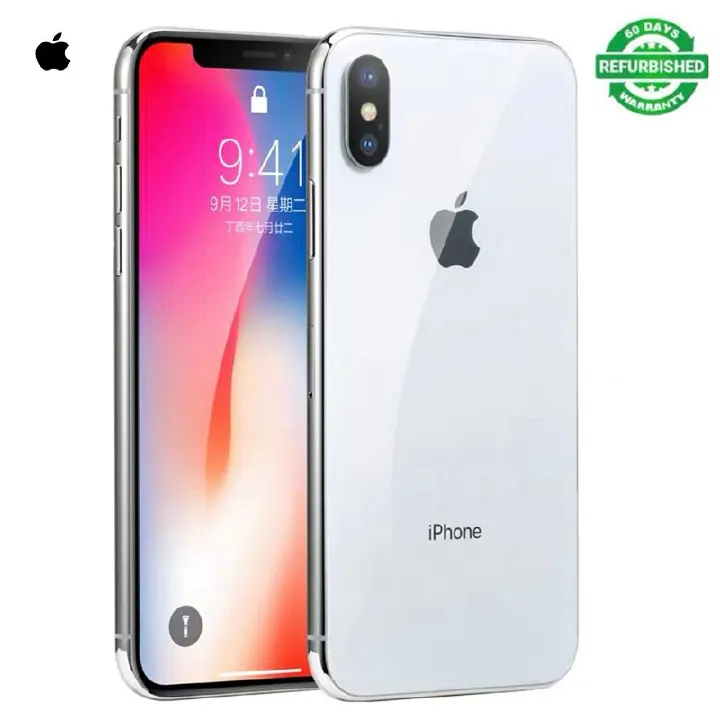 Refurbished Apple iPhone X Phone 64GB/256GB 5.8Inch Without Face ID Fuction 3GB Ram Dual Camera 4G LT 2716 mAh Battery Unlocked Smartphone iPhone x Hexa Core iOS A11 Dual 12MP+7MP camera