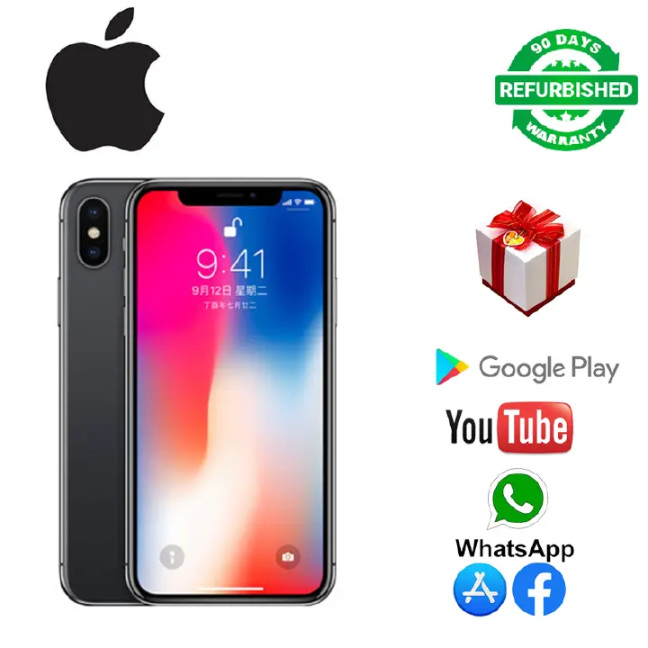 Refurbished Apple iPhone X Phone 64GB/256GB 5.8Inch Without Face ID Fuction 3GB Ram Dual Camera 4G LT 2716 mAh Battery Unlocked Smartphone iPhone x Hexa Core iOS A11 Dual 12MP+7MP camera